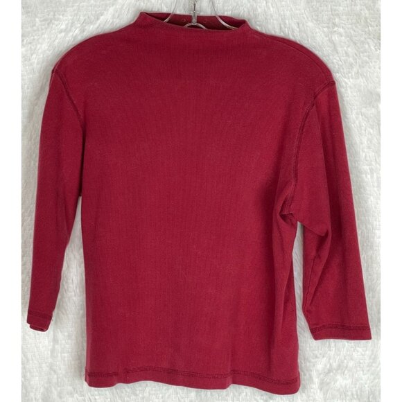 St. John's Bay Medium 8/10 Maroon 3/4 Sleeve Ribbed Mock Turtleneck Vintage 90's - Picture 1 of 6